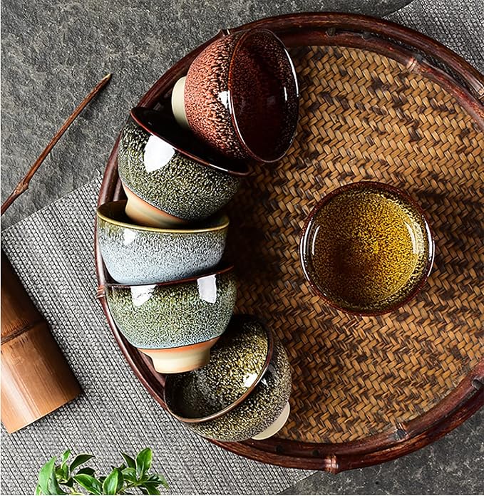 6pc Ceramic Kung Fu Tea Set, Japanese Tea Cup, Sake Cup, 2.1oz Capacity - Image 7