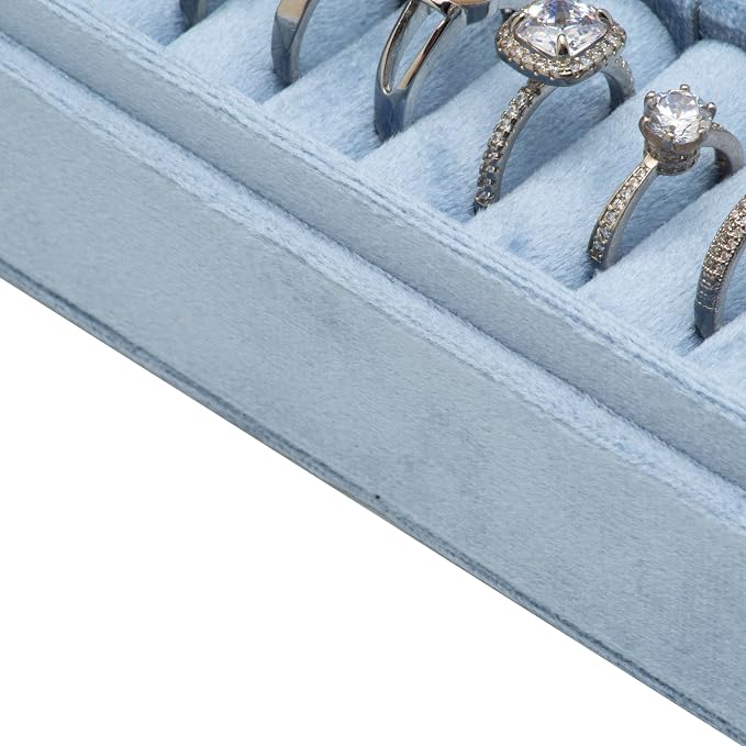 Velvet Small Multiple Ring Box Portable Organizer Display Storage | Travel Case - Image 3