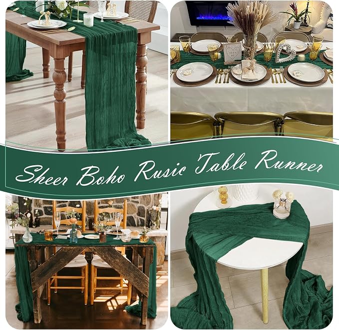 15 Pack Emerald Green Cheesecloth Table Runner 17 x 108 inch Cheese Cloth Table - Image 7