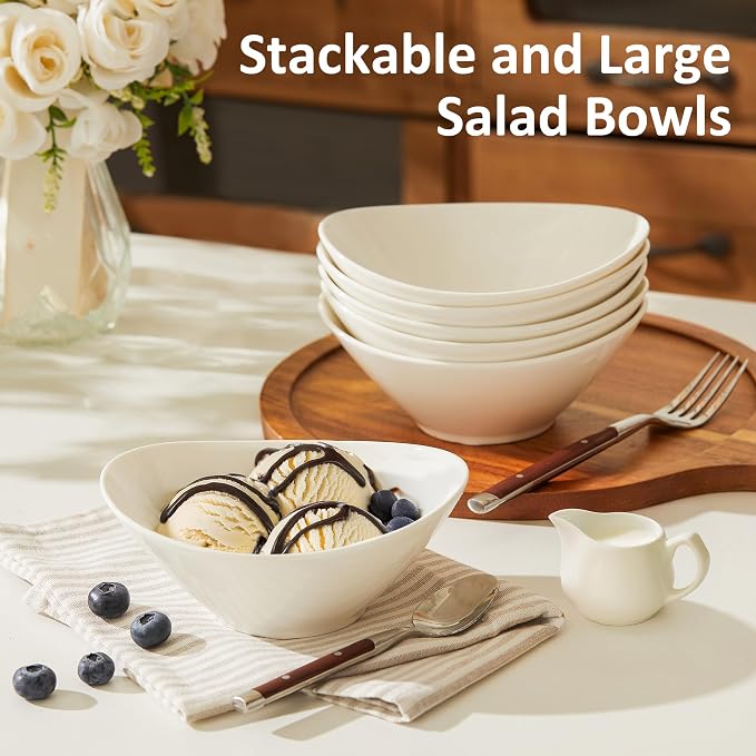 Teocera 6 Inch Ceramic Breakfast Bowls Set of 6, 10 Ounce Small Yogurt Bowls - Image 3