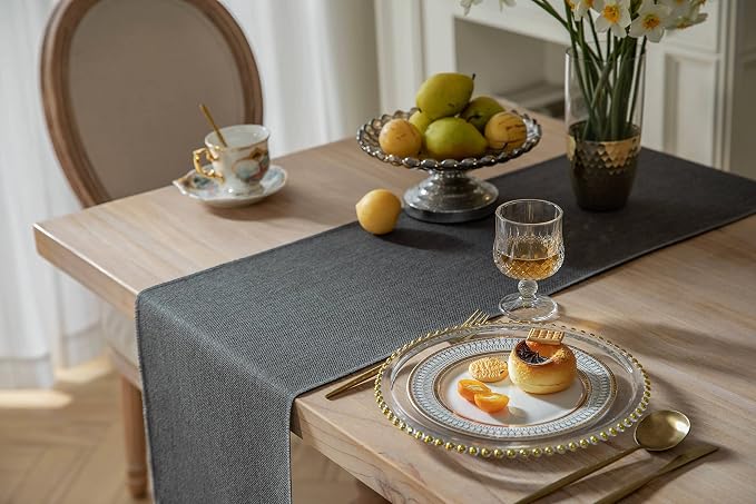 Graphite Grey Table Runners 36 Inches Long, Burlap Linen Style Rustic Farmhouse - Image 4