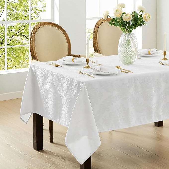 Newbridge Barcelona Luxury Damask Fabric Tablecloth, 60” Wide x 84” Rectangle - Image 5