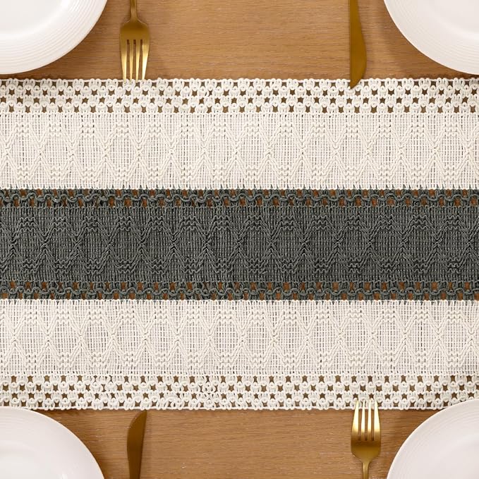 Boho Table Runner Summer Farmhouse Rustic Dining Dresser Scarf Home Decor | - Image 4
