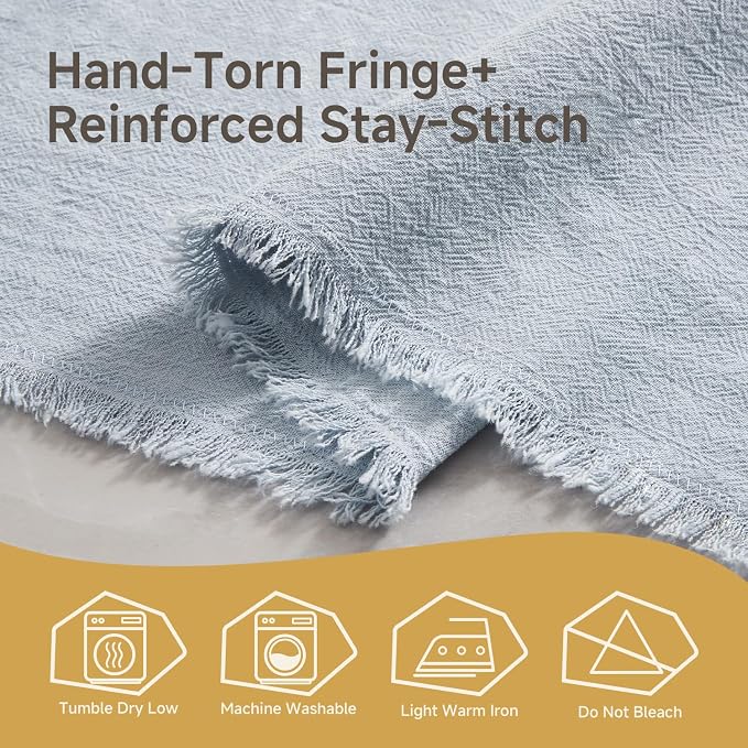 14 x 120 Inches Frayed Edge Table Runner, 270G Heavyweight Sand Washed Slub - Image 7
