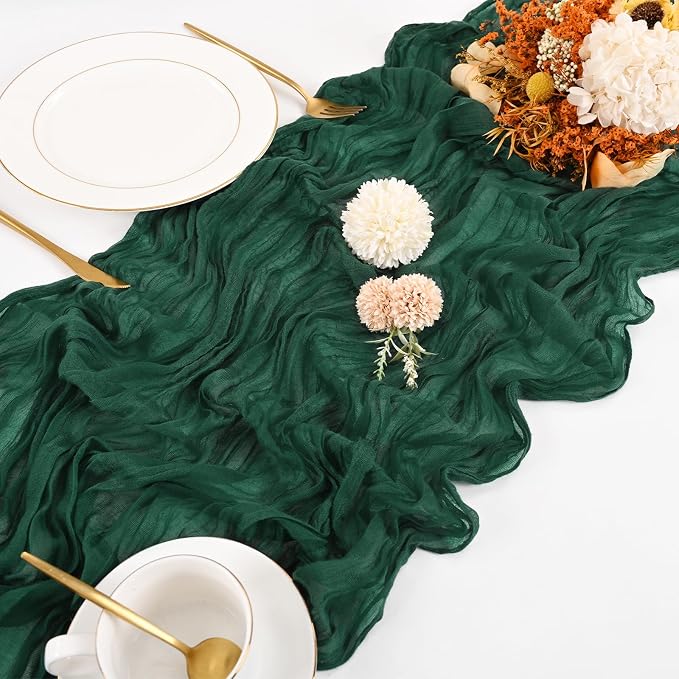 10 Pack Emerald Green Cheesecloth Table Runner 17x108 Inch Boho Gauze Cheese - Image 4