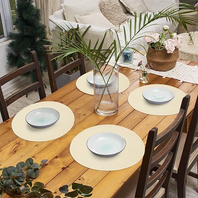 SHACOS Round Braided Placemats Set of 6 Round Table Place Mats - Image 8