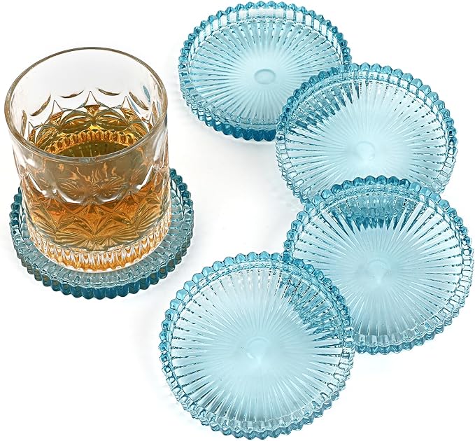 Modern Clear Coaster Set of 5- Glass Coasters by Unknown
