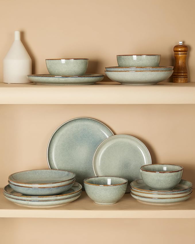 24 Piece Dinnerware Sets for 8, Modern Stoneware Plates and Bowls Setst - Image 3