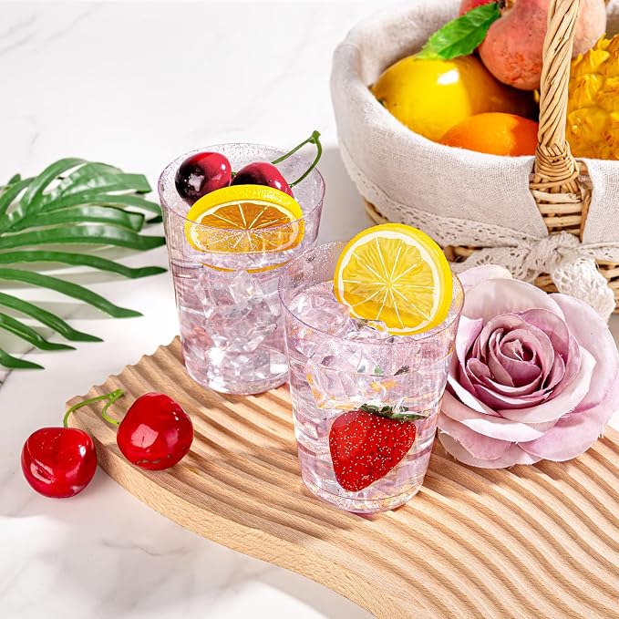 DaYammi 100 Pack 10oz Pink Plastic Cups, Premium Disposable Rose Gold Glitter - Image 3