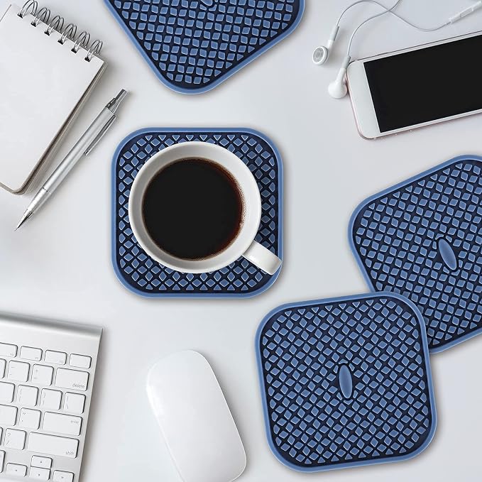 ME.FAN Silicone Coasters with Holder Square Drink Cup Mat - Image 2