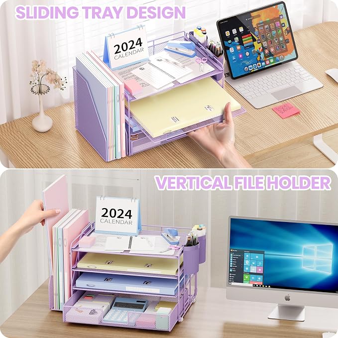 Desk Organizer, 4-Tier Desktop File Organizer - Image 6