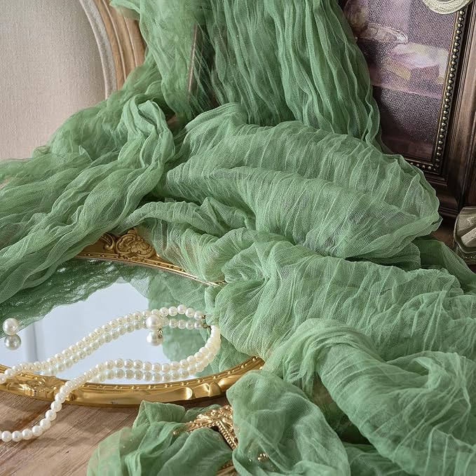 12 Pack Sage Green Cheesecloth Table Runners, 120 Inch 10Ft Moss Gauze Table - Image 7