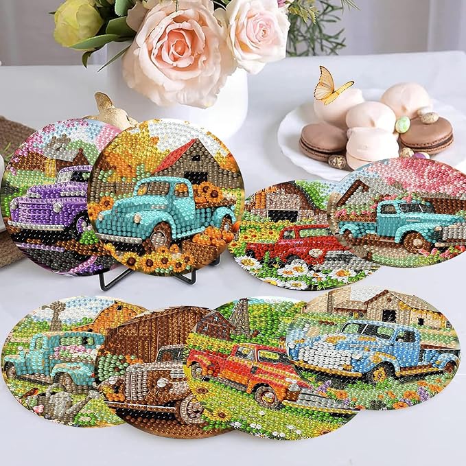 Ekuxom 8 PCS Truck Diamond Art Coasters Kits - Image 2