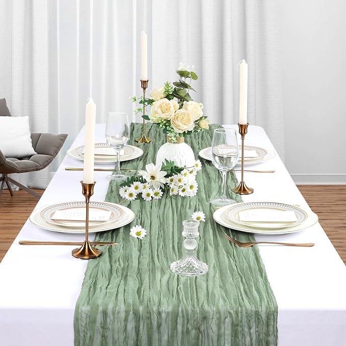 12 Pack Sage Green Cheesecloth Table Runner 10Ft Gauze Cheese Cloth Table - Image 4