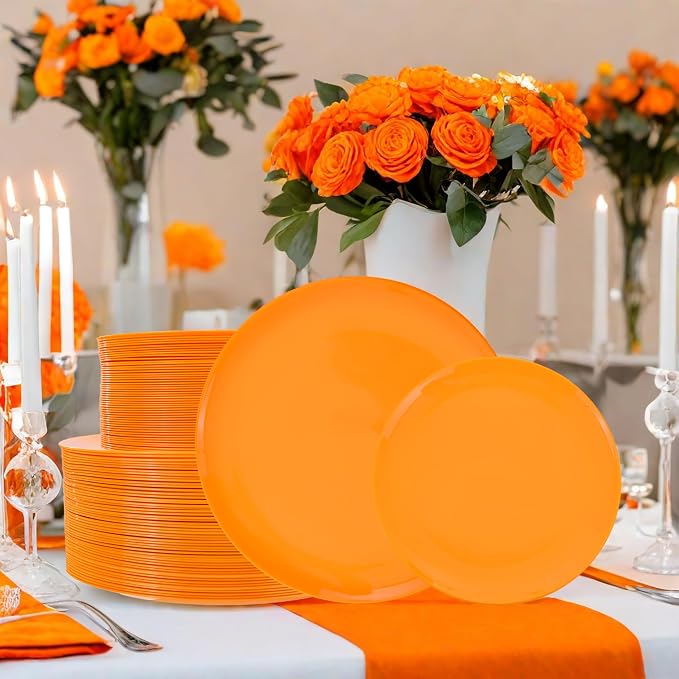 PULOTE 100PCS Orange Plastic Plates - Image 9