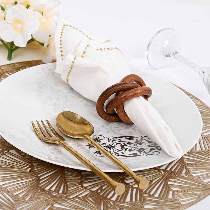 ALPHA Living HOME Set of 12 Decorative Wooden Napkin Rings - Image 5