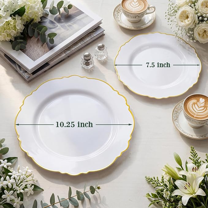 100pcs Gold Plastic Plates - Image 5