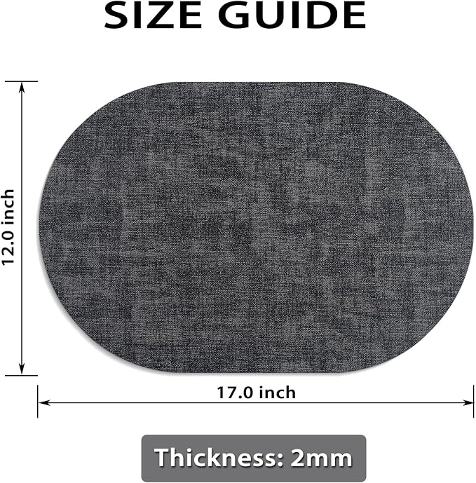 Placemats for Dining Table Set of 6 Non-Slip, Heat Resistant Oval Leather - Image 6