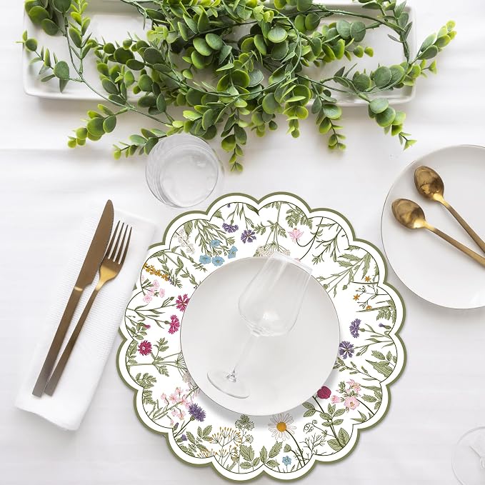 50 PCS Paper Placemats Disposable, Vintage Wildflower Place Mats | 13.5Inch - Image 4