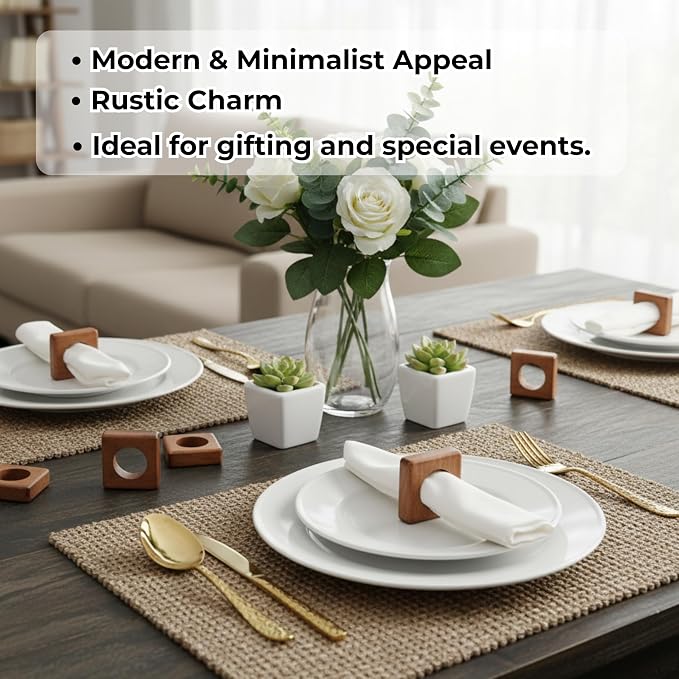 Wood Napkin Rings, smooth brown finish, 2.25x2.25x0.75 in., farmhouse or rustic - Image 6