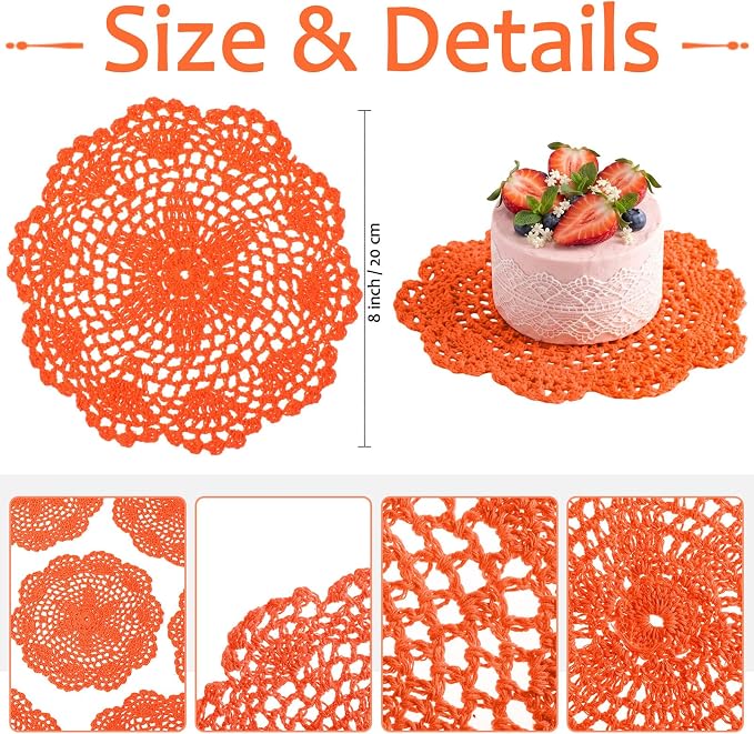10 Pcs 8 Inch Cute Crochet Doilies Crochet Flower Coasters Handmade Cotton - Image 5