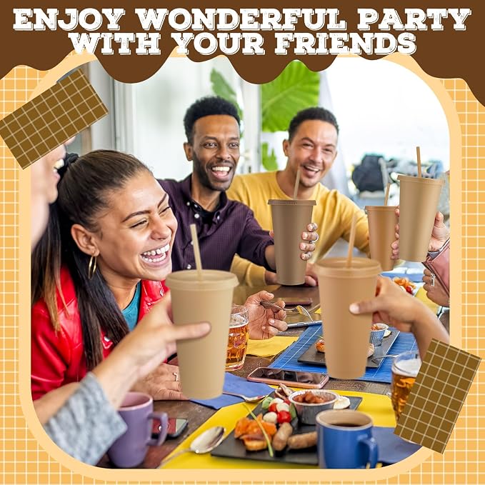 Skylety 24 Pcs Brown Plastic Cups - Image 7