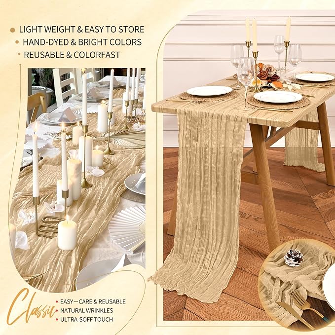 18 Pack Cheesecloth Table Runner 10FT Nude Table Runner Boho Gauze Cheese Cloth - Image 5
