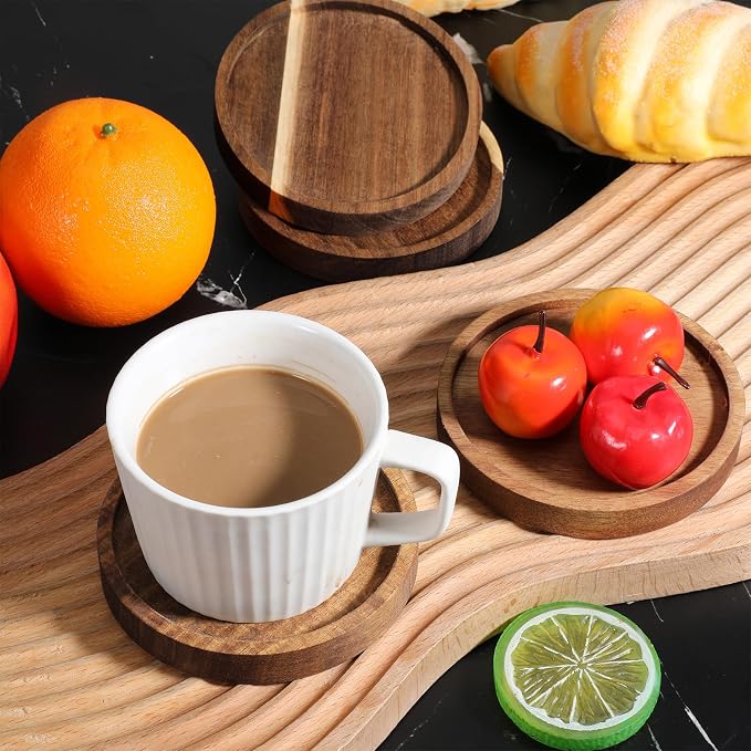 16 Pcs Wood Coasters for Drinks, 4 Inch Round Wooden Coasters | Stackable and - Image 7