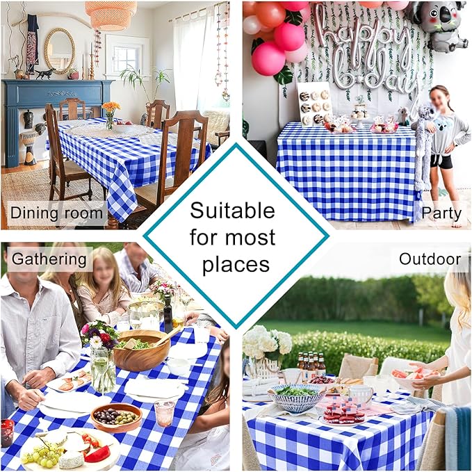 Checkered Tablecloth Rectangle, 70 x 140 Inch - Image 4