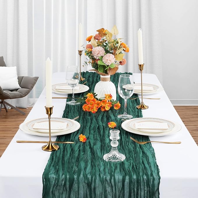 12 Pack Emerald Green Cheesecloth Table Runner 10Ft Gauze Cheese Cloth Table - Image 4