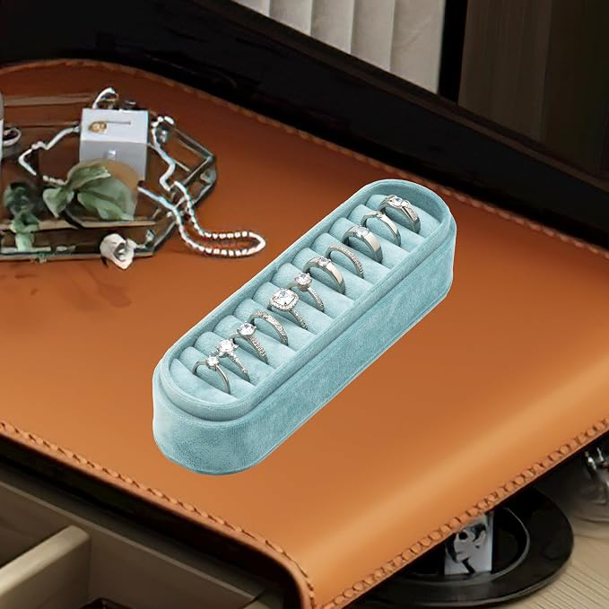 Velvet Small Multiple Ring Box Portable Organizer Display Storage | Travel Case - Image 5