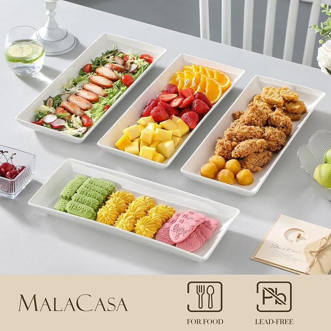 MALACASA Serving Platters Set of 4, Ceramic Serving Platters and Trays - Image 3