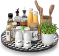 AMH 16-Inch Black and White Checkerboard Lazy Susan Decorative Tray | Smooth by AMH