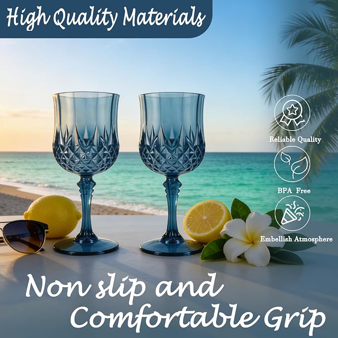 48Pack Plastic Wine Glasses, 7oz Vintage Goblets - Image 3