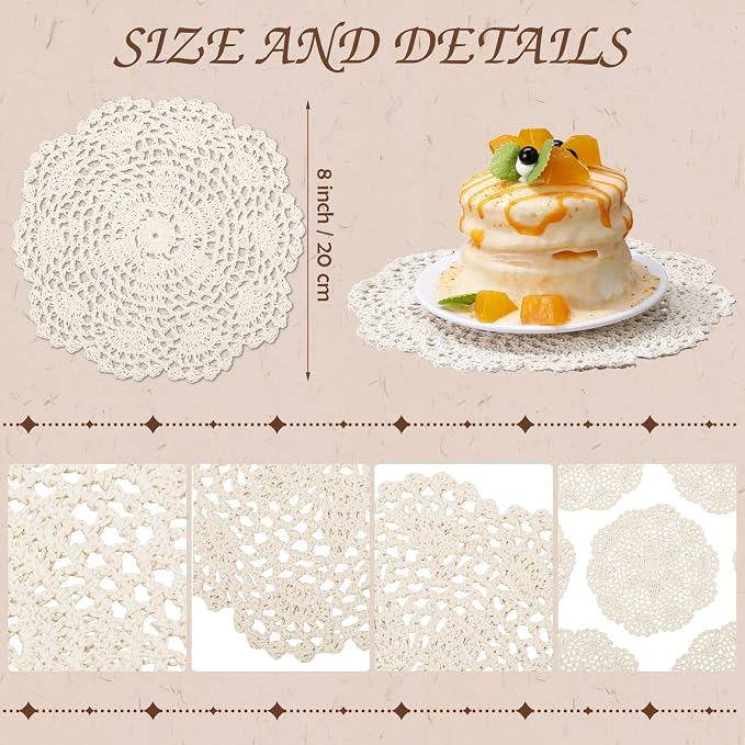 10 Pcs 8 Inch Cute Crochet Doilies Crochet Flower Coasters Handmade Cotton - Image 4
