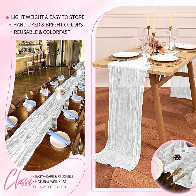 30 Pack Cheesecloth Table Runner 10FT White Table Runner Boho Gauze Cheese - Image 5