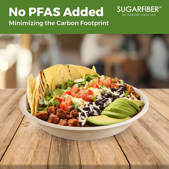 Harvest Pack PFAS FREE 24oz Compostable Bowls, Round Paper Bowls Heavy-Duty - Image 5