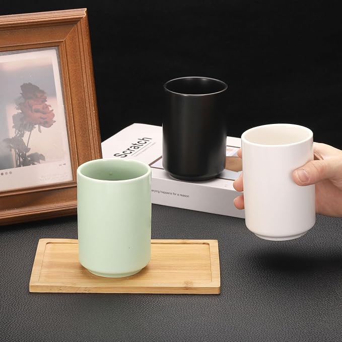HARFINGTON Japanese Ceramic Tea Cups 8oz / 240ml Simple Solid Color No Handle - Image 5