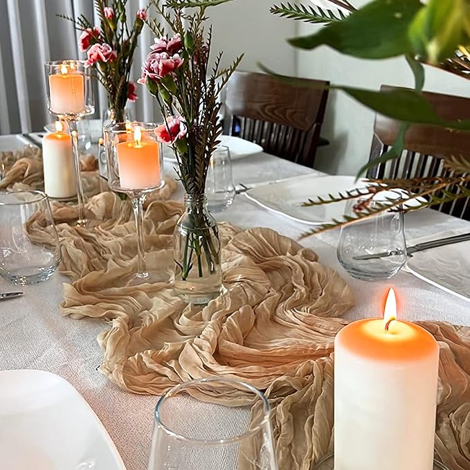 10 Pack Nude Cheesecloth Table Runner 6FT Boho Gauze Fabric Table Runner - Image 6