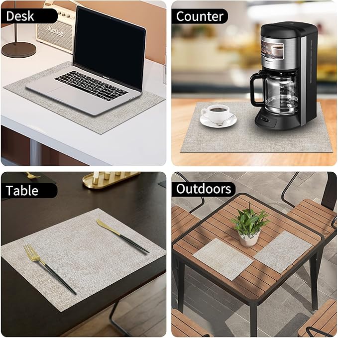 Faux Leather Heat Resistant Placemats 12 Packs, Waterproof Wipeable Dining PU - Image 9