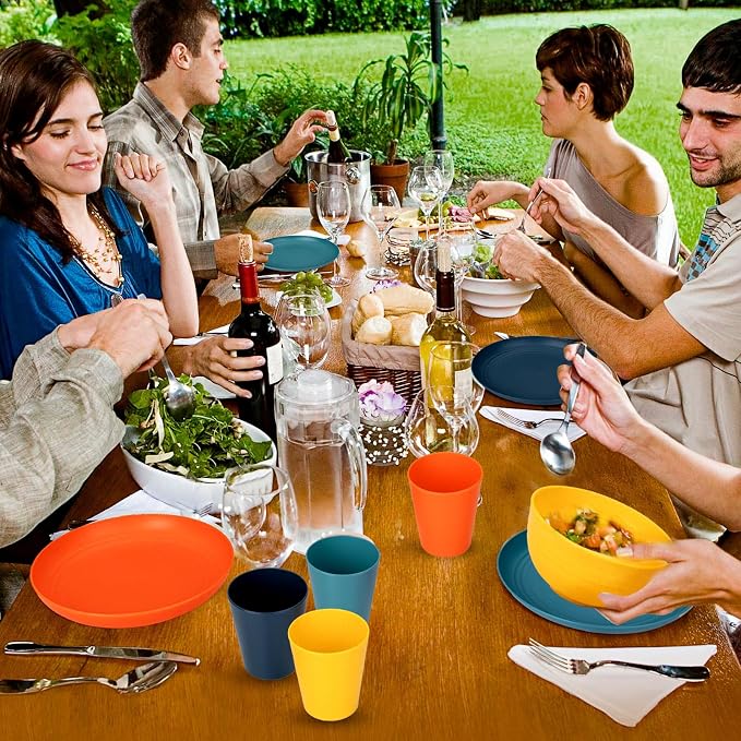 32-Piece Unbreakable Wheat Straw Dinnerware Set, Service - Image 5