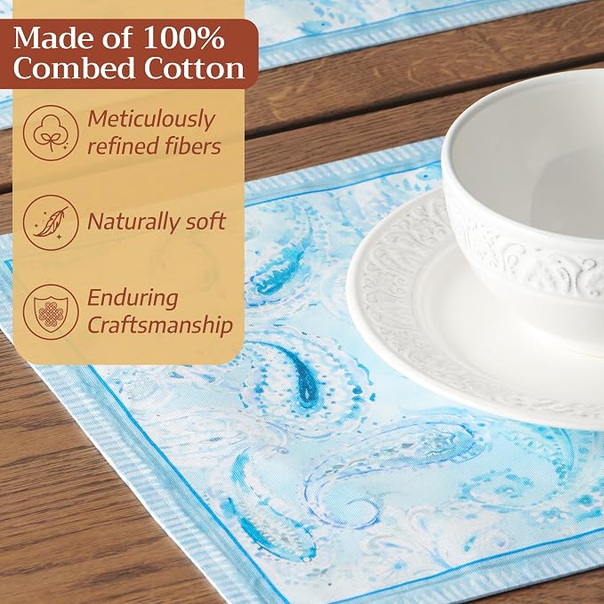 Maison d' Hermine Placemats Set of 4 Reusable 100% Combed Cotton | Cloth Place - Image 4