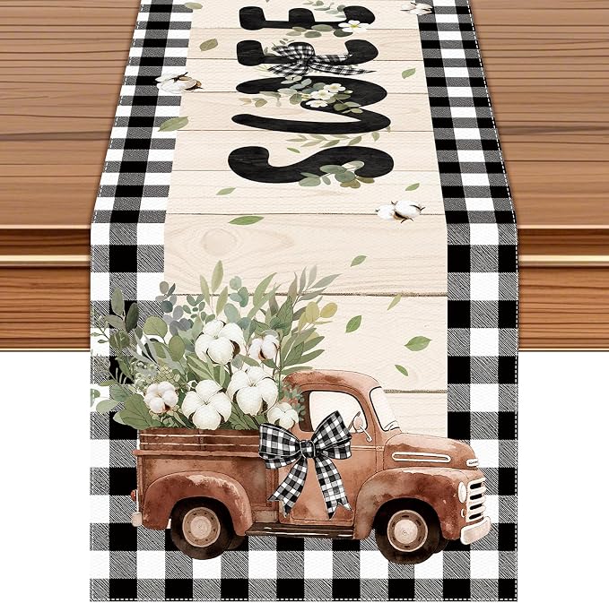 Farmhouse Table Runner, 90 x 13 inches, Rustic Country Decor by Unknown