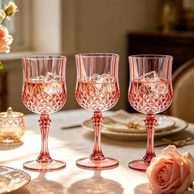 24Pack Plastic Wine Glasses, 7oz Vintage Goblets - Image 7