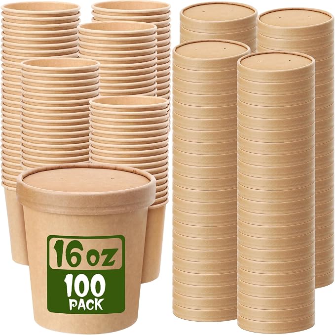 Fulmoon 100 Pack Paper Soup Containers by Fulmoon