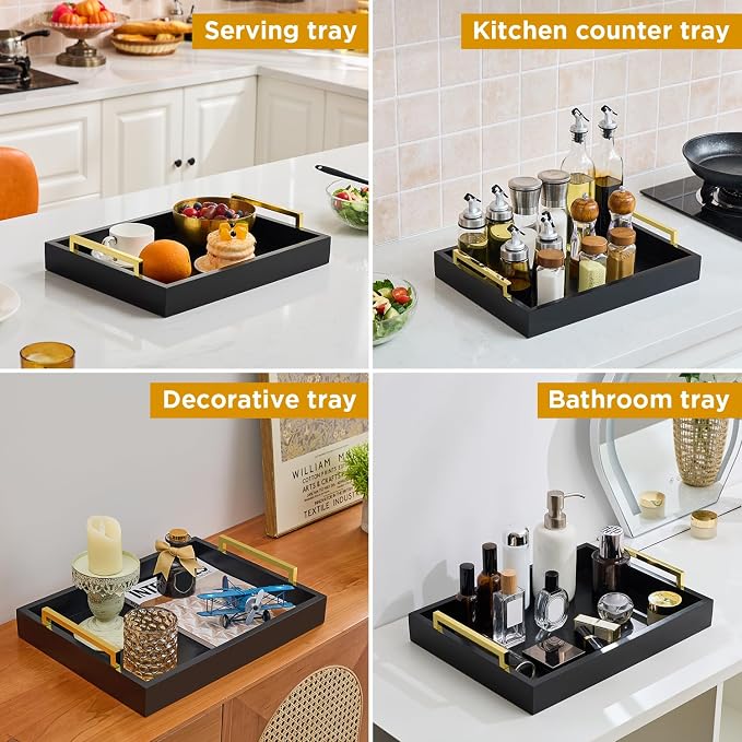 16"x12" Serving Trays with Handles, Ottoman Trays for, Living Room, and - Image 7