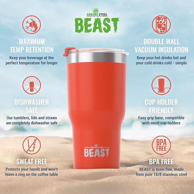 Beast 30 oz Tumbler Stainless Steel Vacuum Insulated Coffee Ice Cup Double Wall - Image 6