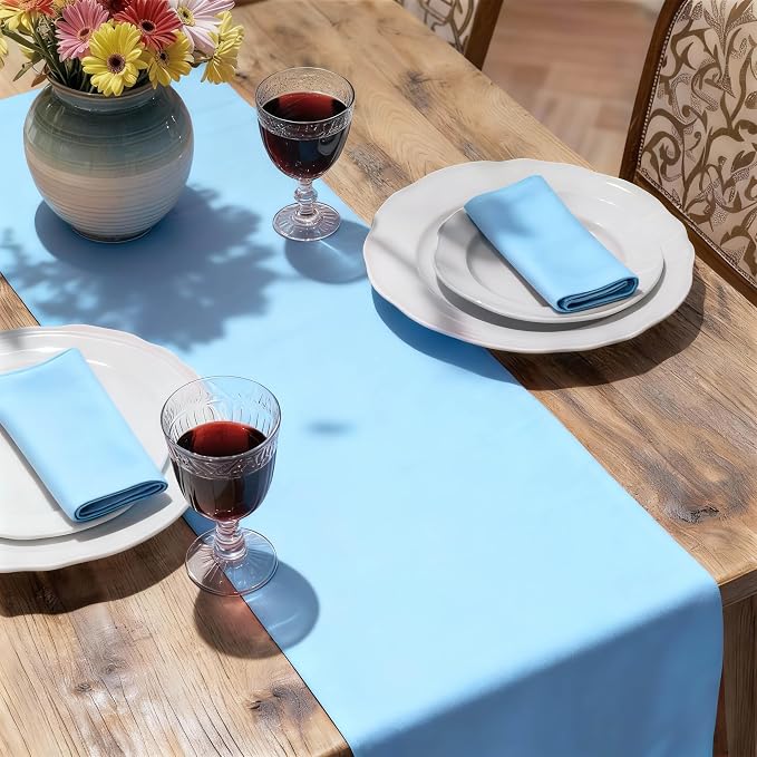 MEANMOY Baby Blue Table Runner 72 Inches Long Waterproof Table Runners | - Image 6