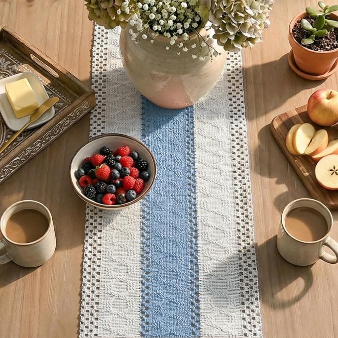 Artoid Mode Sky Blue Farmhouse Rustic Table Runner 12x48 Inch | Seasonal - Image 8