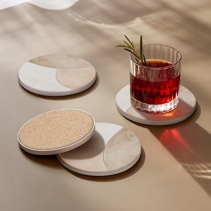 VEYRO Ceramic Coasters Set of 4 – Absorbent Stone Drink Coasters - Image 3